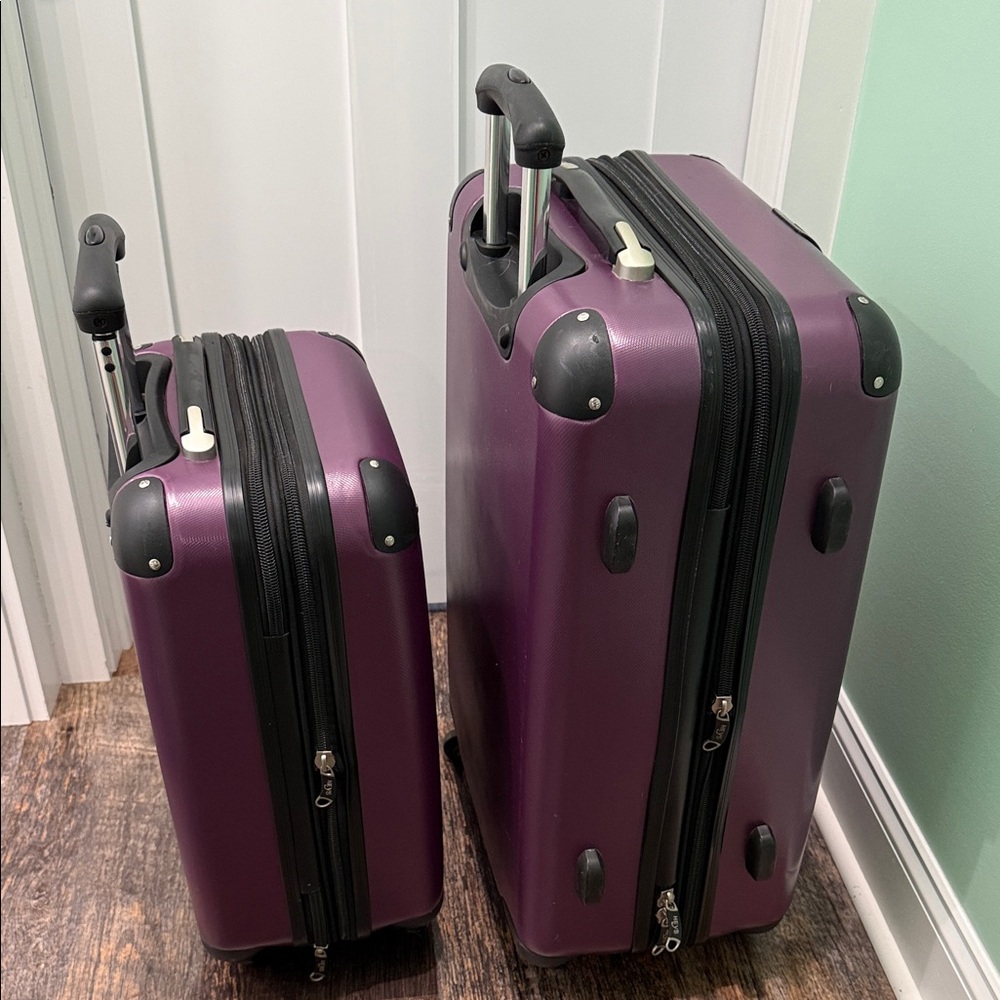 2 Piece Set Of Heys Hardside Spinner Luggage In Purple. Carry On And Checked Bag - Picture 6 of 16